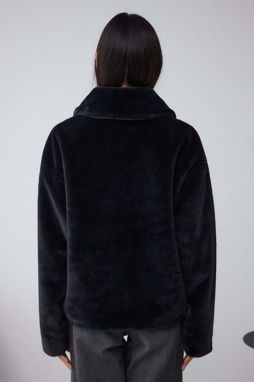 スタンド2WAYファーショートコート BLK S