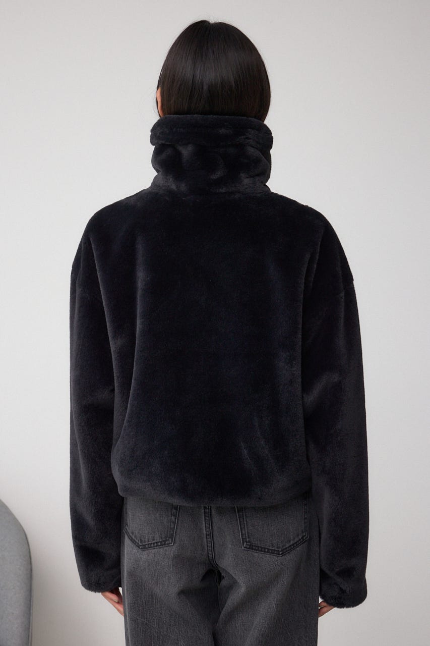 スタンド2WAYファーショートコート BLK S