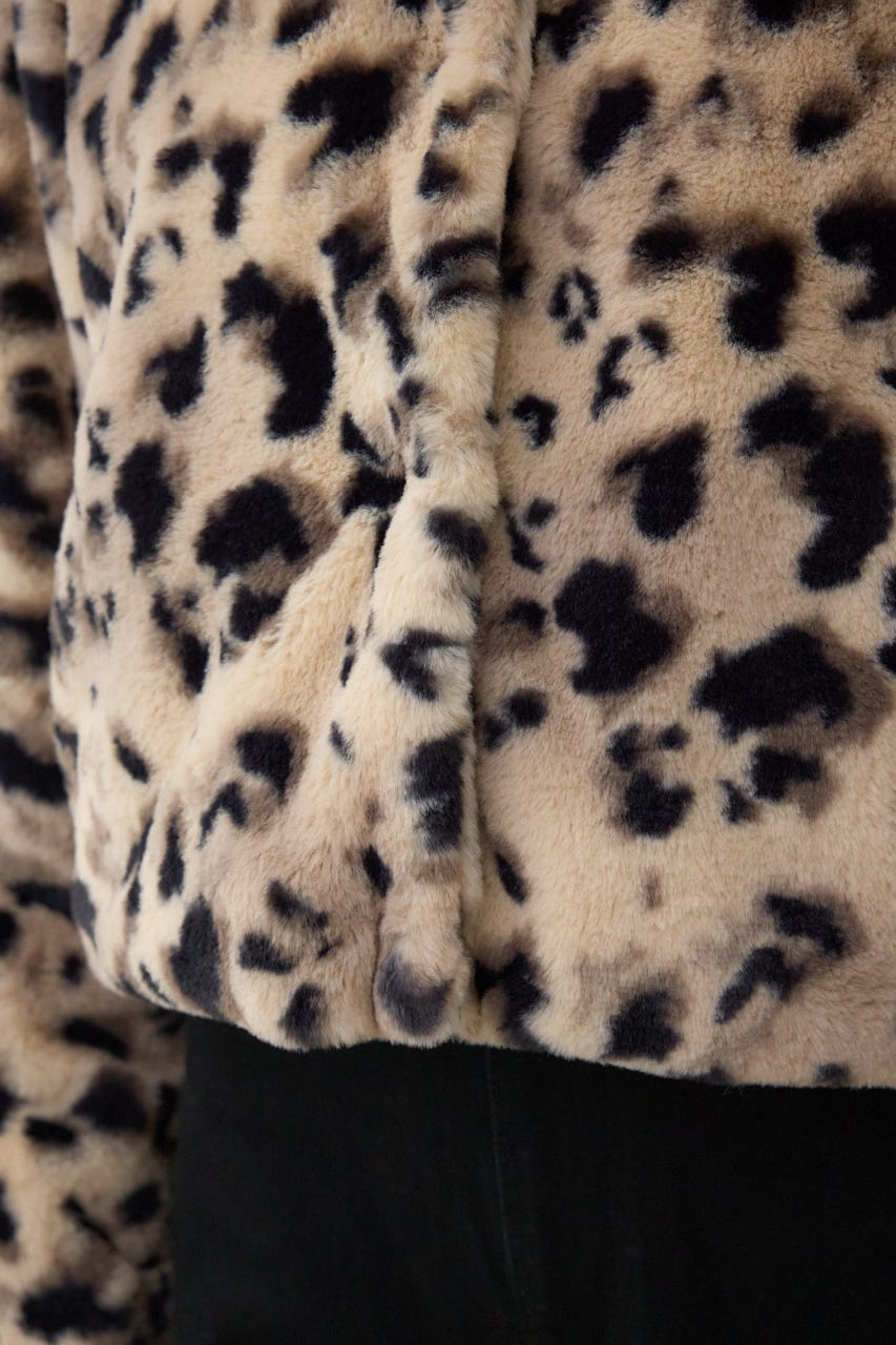 スタンド2WAYファーショートコート 柄BRN S