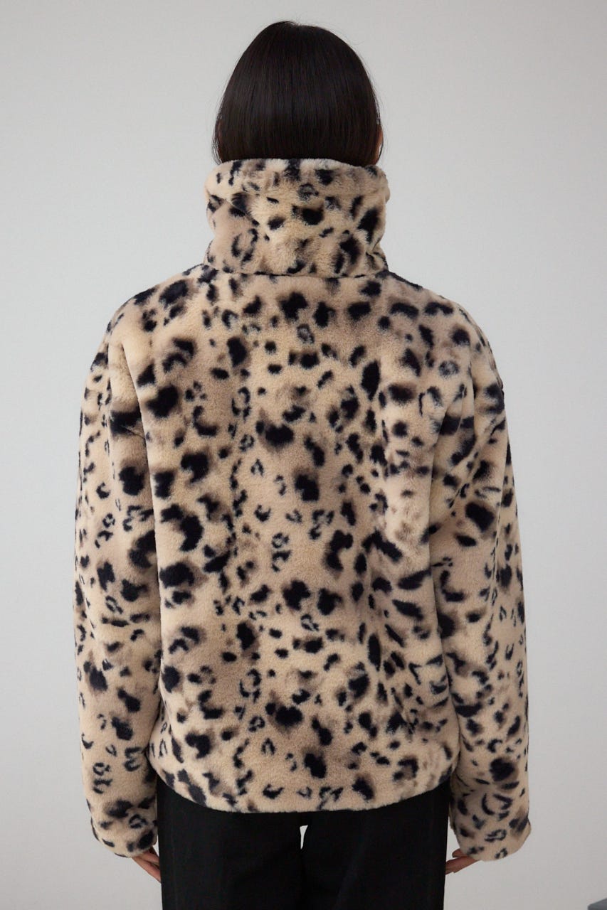 スタンド2WAYファーショートコート 柄BRN S