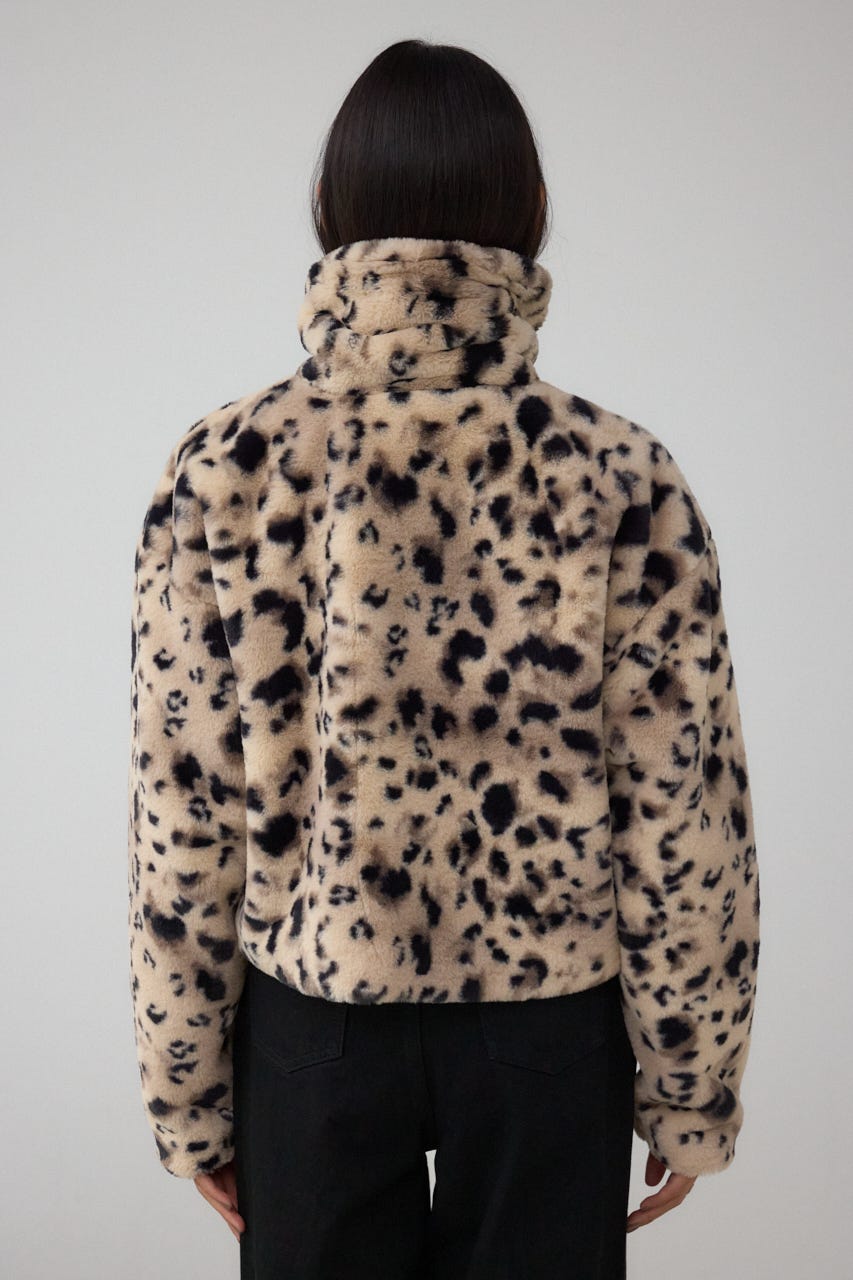 スタンド2WAYファーショートコート 柄BRN S