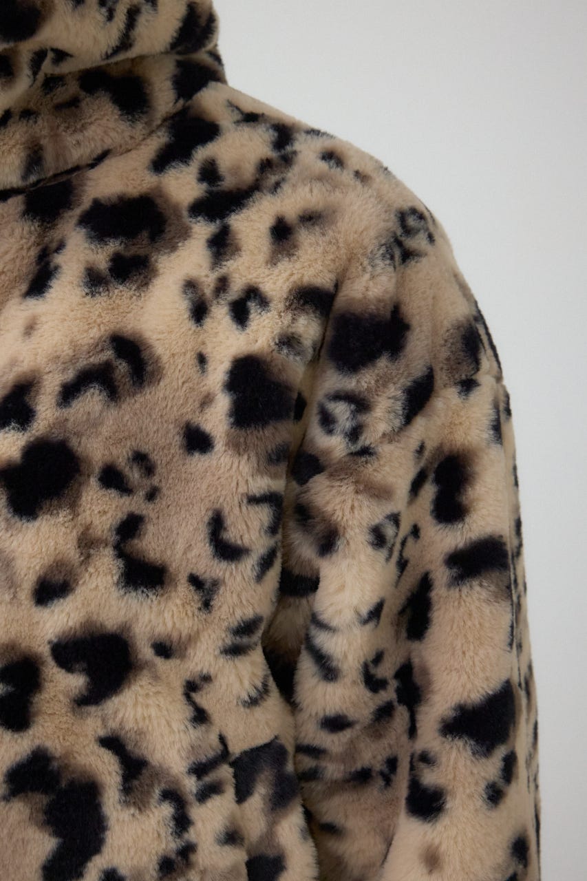 スタンド2WAYファーショートコート 柄BRN S