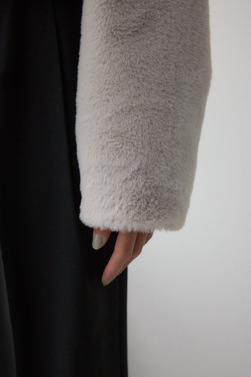 スタンド2WAYファーショートコート GRY S