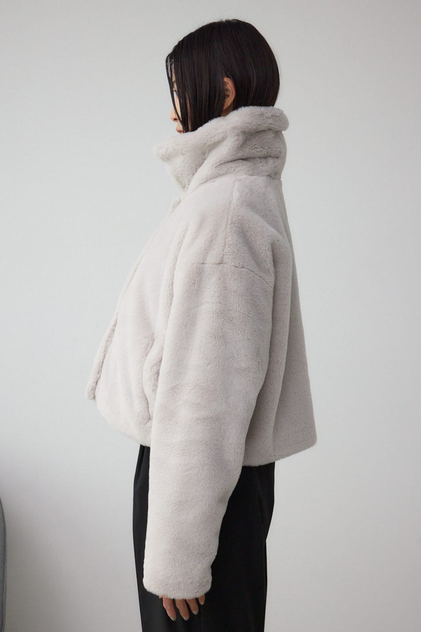 スタンド2WAYファーショートコート GRY S