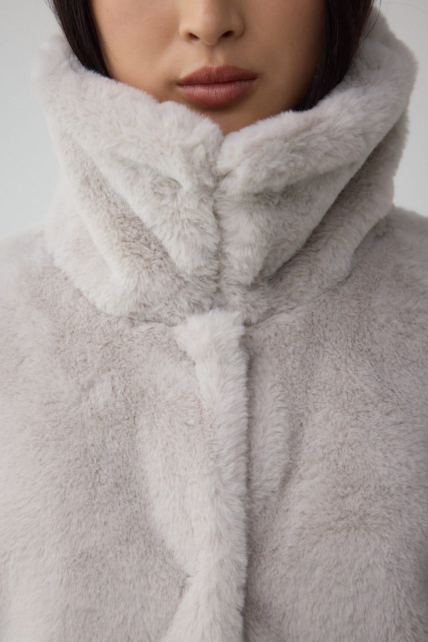 スタンド2WAYファーショートコート GRY S