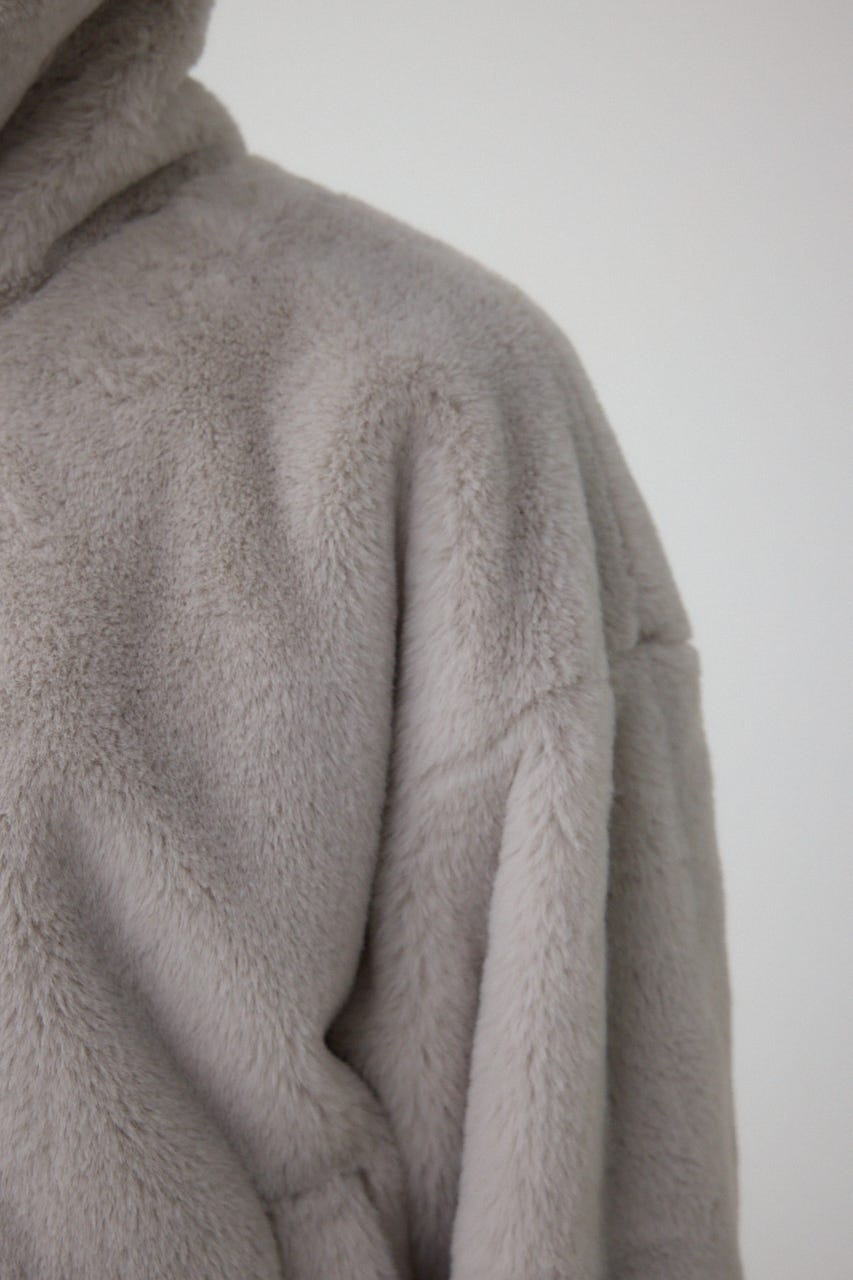 スタンド2WAYファーショートコート GRY S