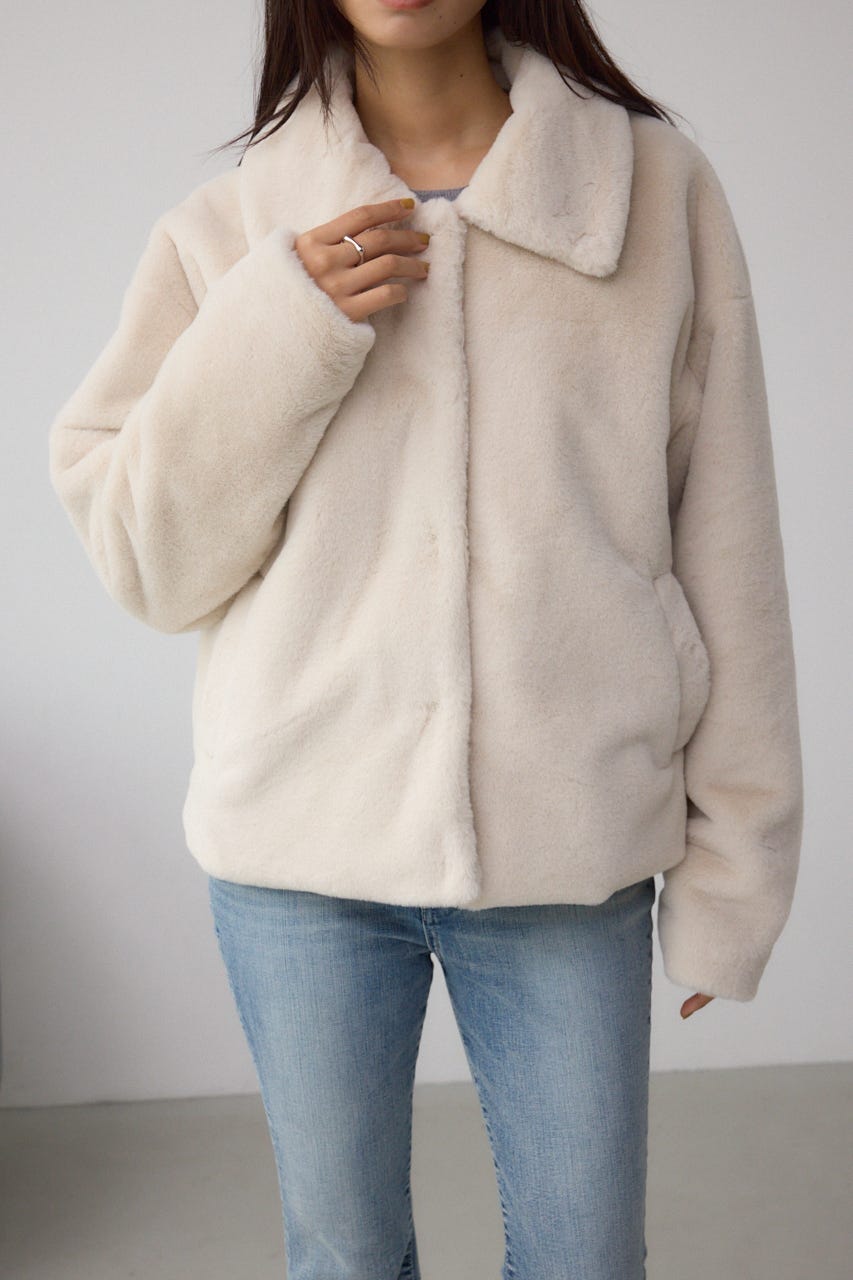 スタンド2WAYファーショートコート IVOY M