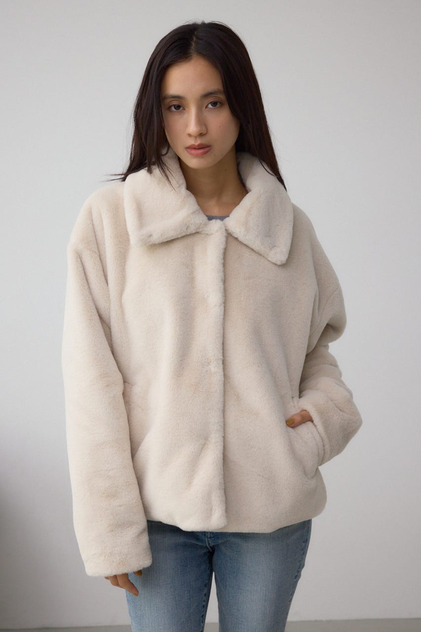 スタンド2WAYファーショートコート IVOY M