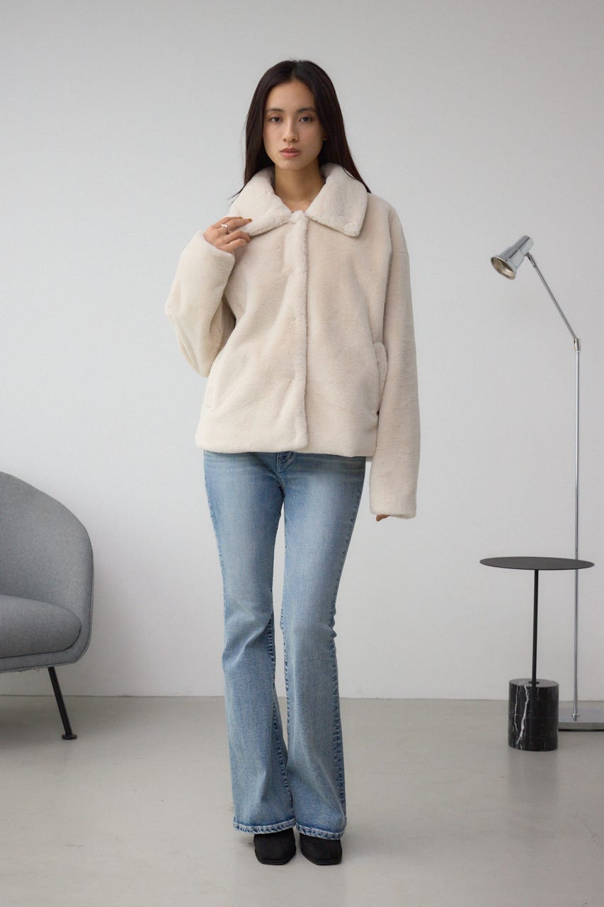 スタンド2WAYファーショートコート IVOY M