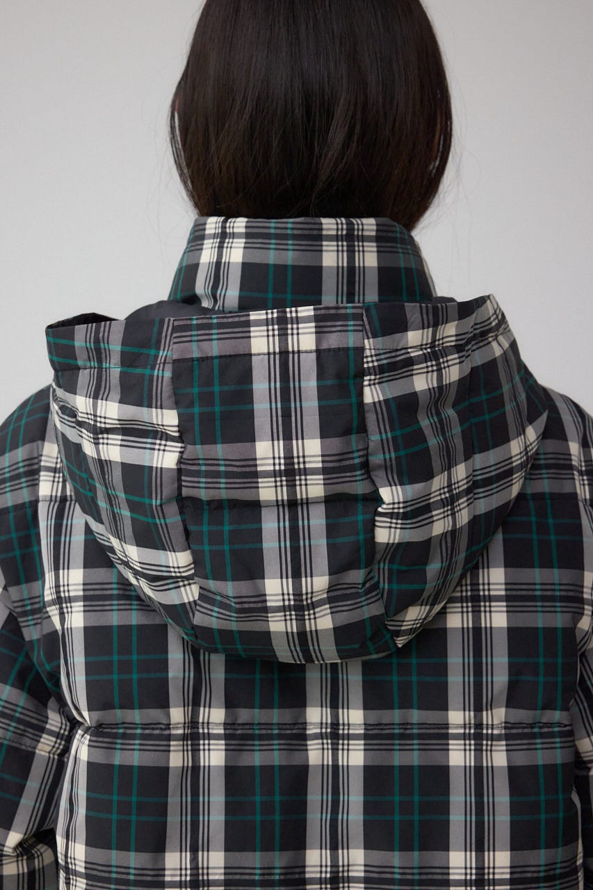 B-HEAT フード付き中綿チェックジャケット 柄BLK S