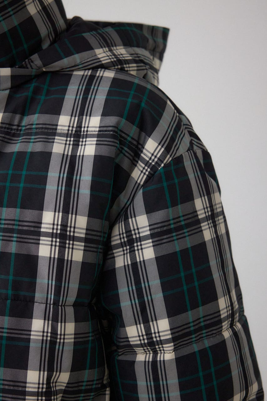 B-HEAT フード付き中綿チェックジャケット 柄BLK S