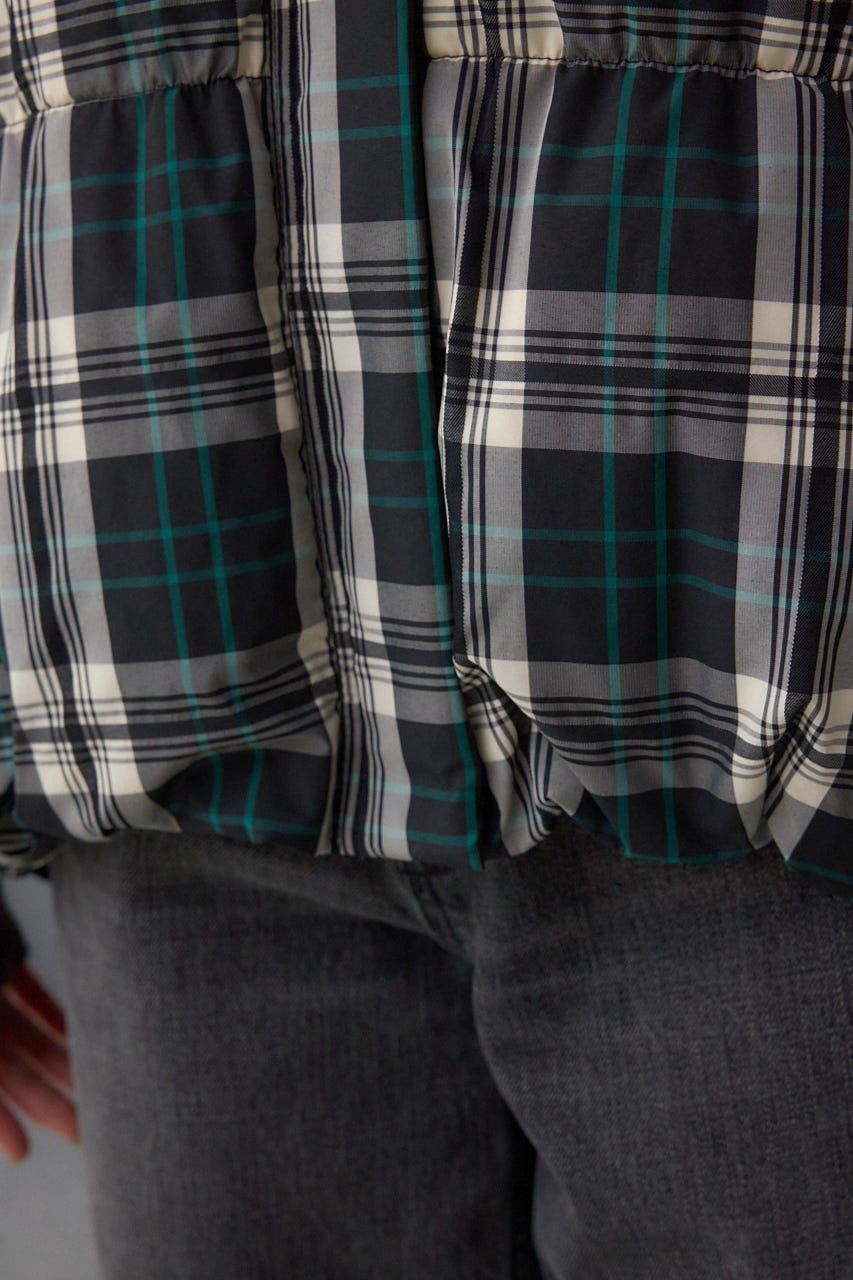 B-HEAT フード付き中綿チェックジャケット 柄BLK S