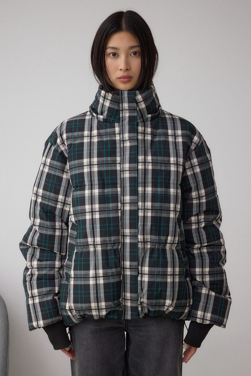 B-HEAT フード付き中綿チェックジャケット 柄BLK S