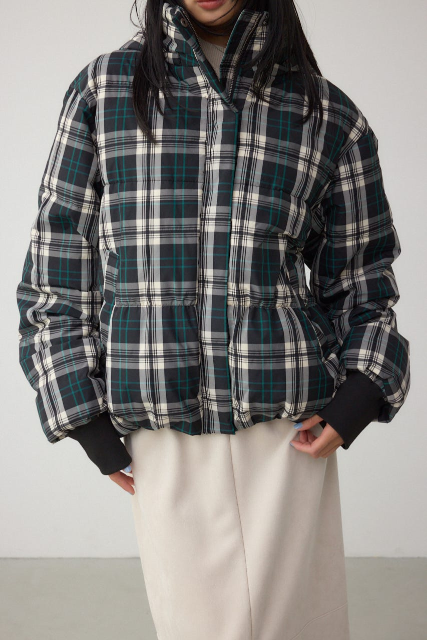 B-HEAT フード付き中綿チェックジャケット 柄BLK S