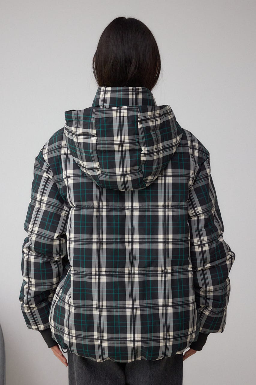 B-HEAT フード付き中綿チェックジャケット 柄BLK S