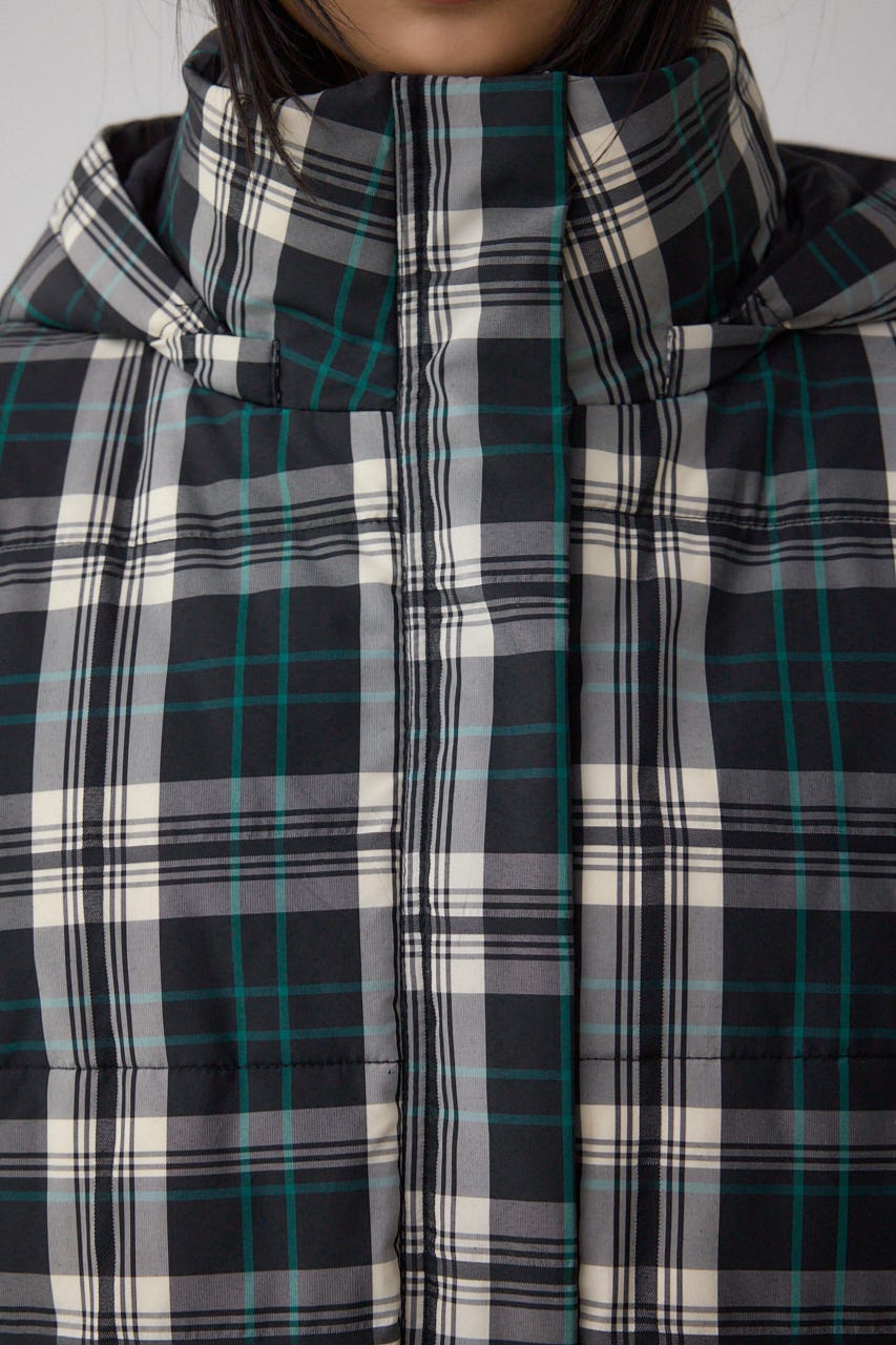 B-HEAT フード付き中綿チェックジャケット 柄BLK S