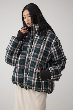 B-HEAT フード付き中綿チェックジャケット