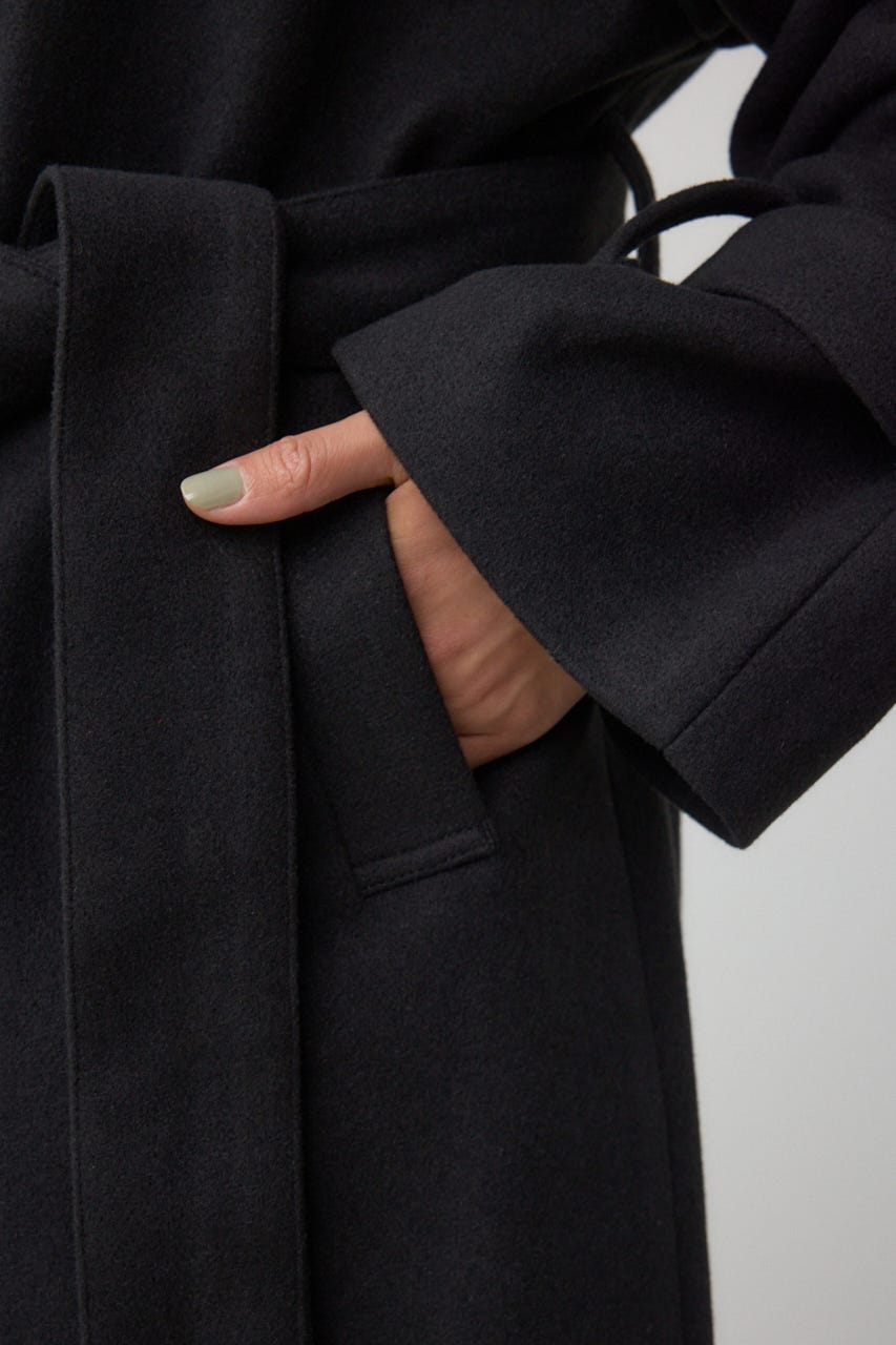 B-HEAT スタンドカラージップロングコート BLK M