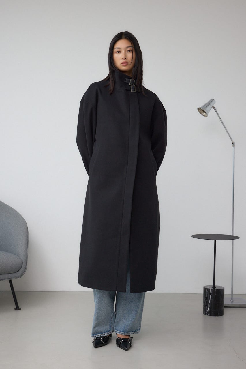 MOUSSY 黒 ロングコート サイズ1 MOUSSY STAND COLLAR ロングコート L/GRY1 -ファッション通販