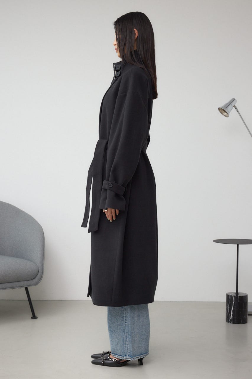 B-HEAT スタンドカラージップロングコート BLK M