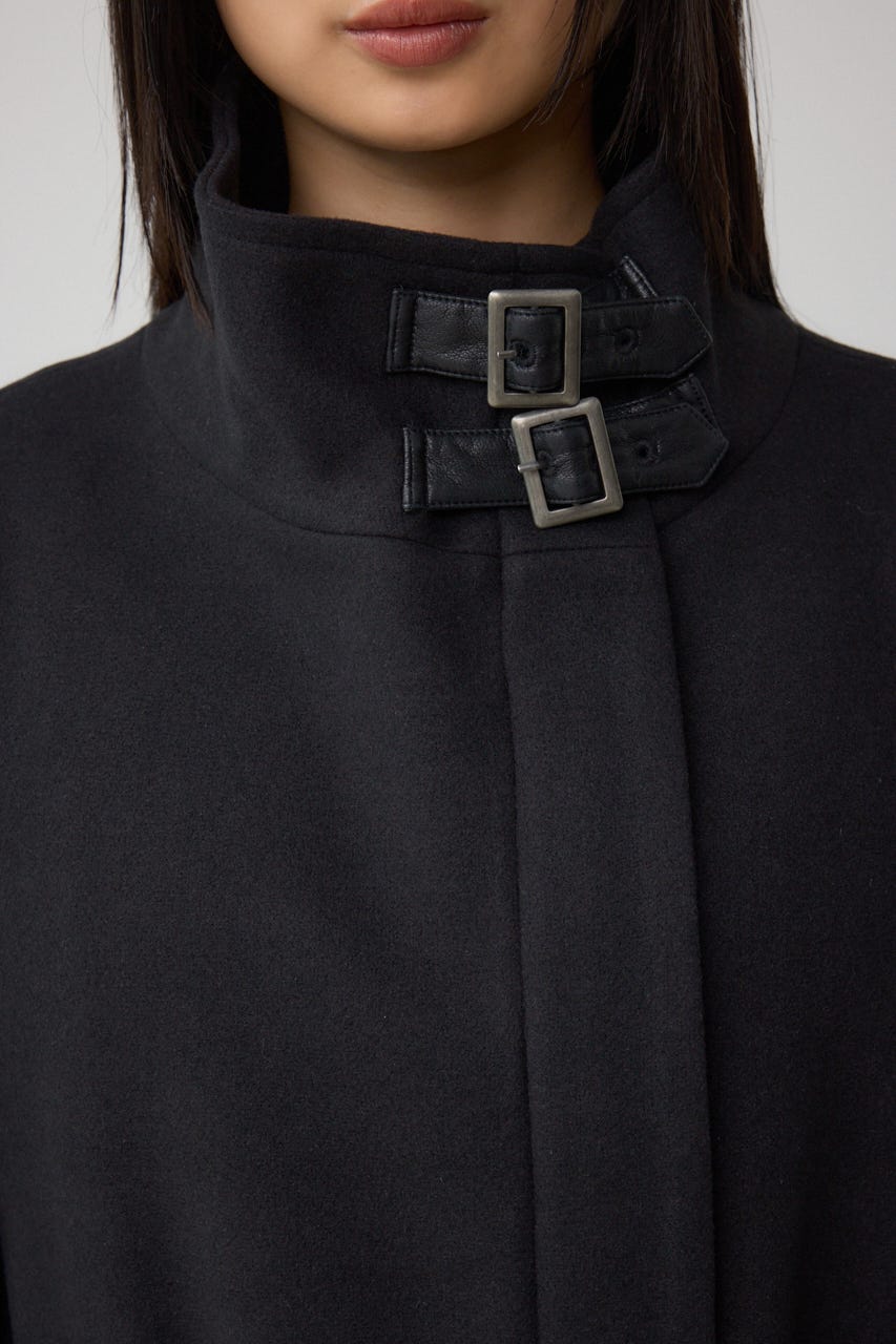 B-HEAT スタンドカラージップロングコート BLK M