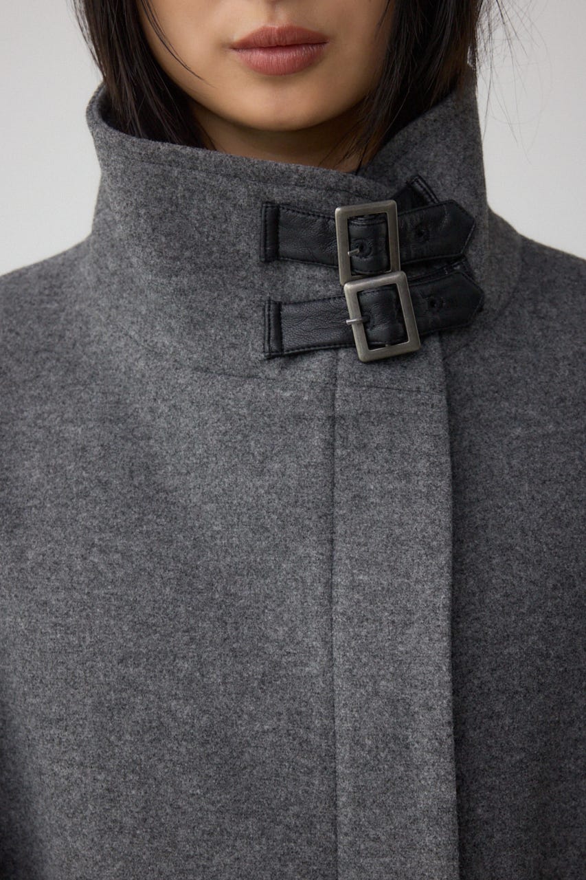 B-HEAT スタンドカラージップロングコート T.GRY M