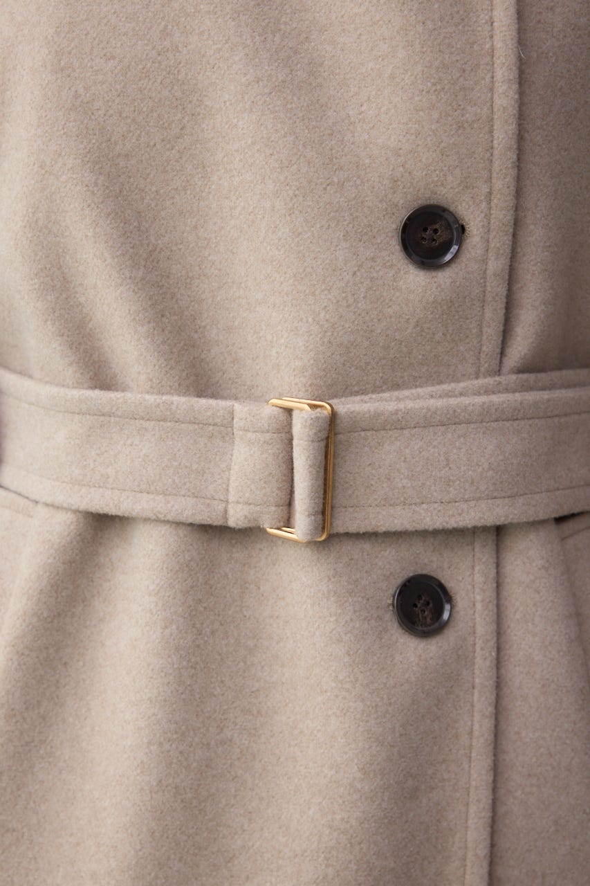 B-HEATスタンドカラーミドルコート BEG M