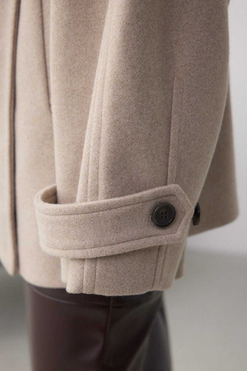 B-HEATスタンドカラーミドルコート BEG M