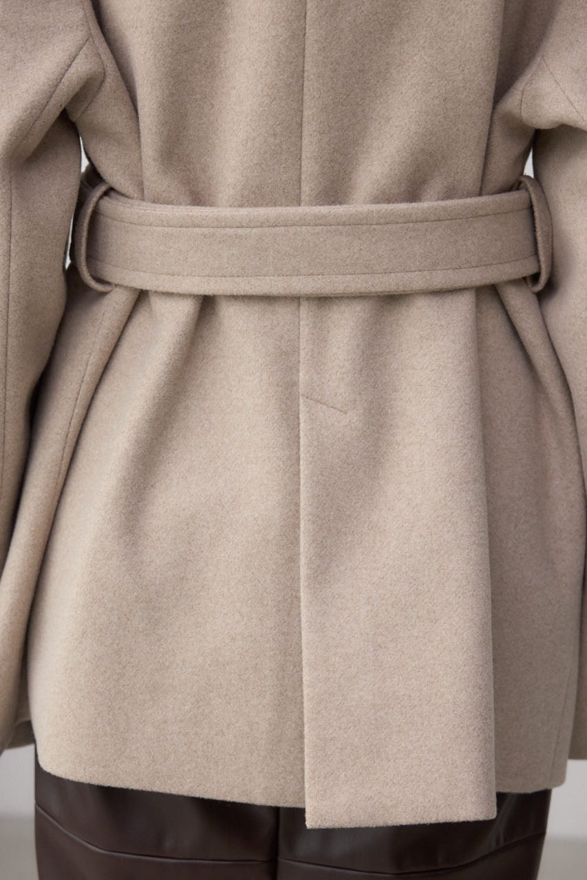 B-HEATスタンドカラーミドルコート BEG M