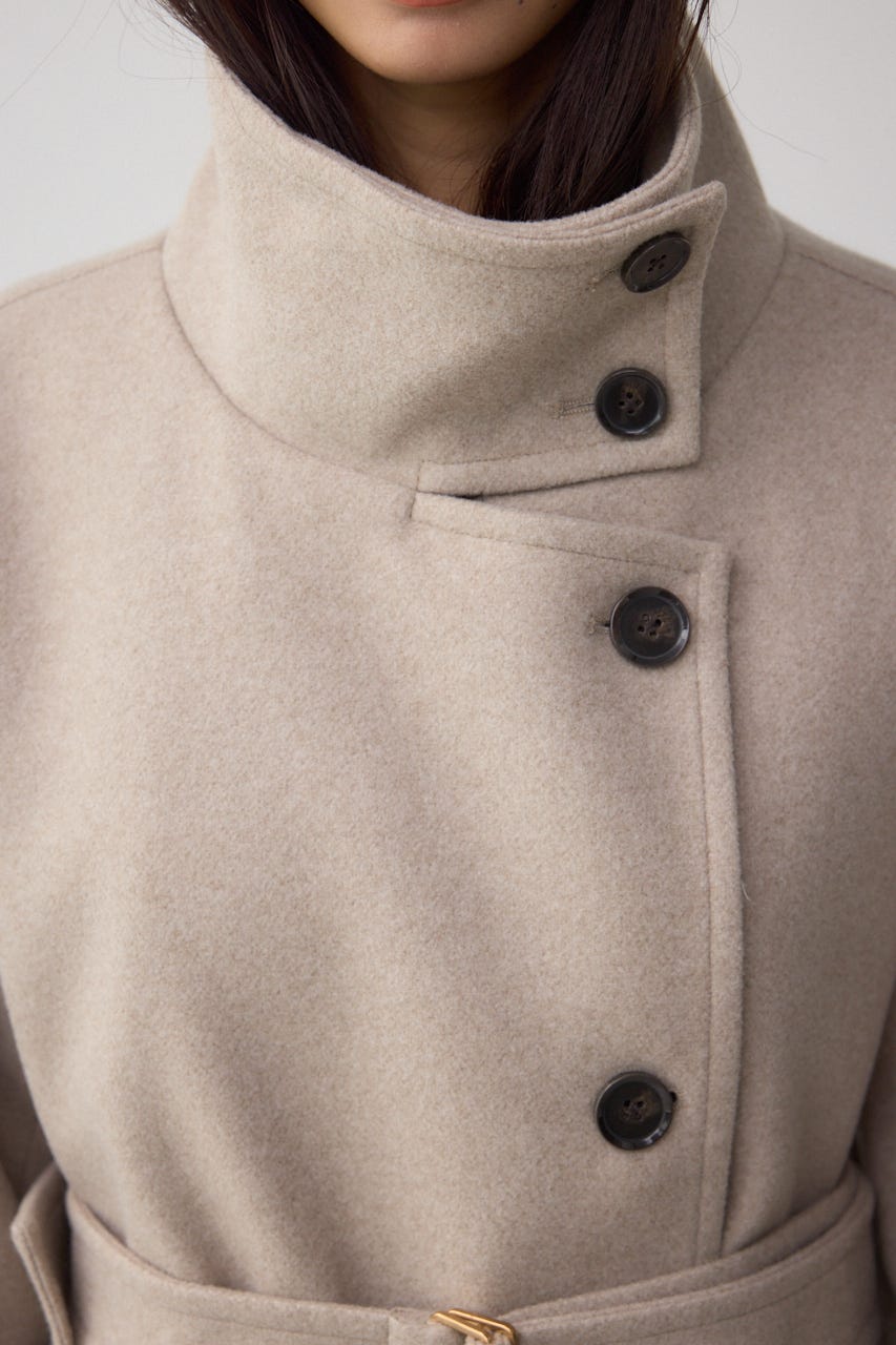 B-HEATスタンドカラーミドルコート BEG M