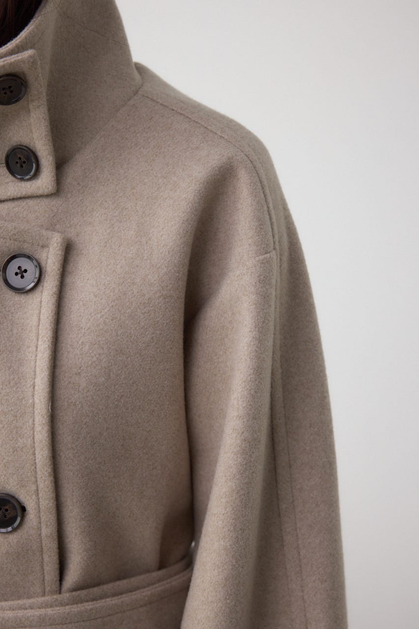 B-HEATスタンドカラーミドルコート BEG M