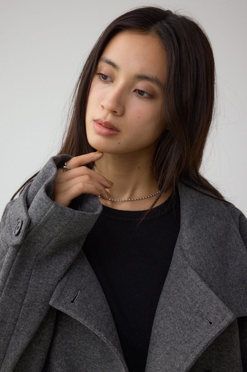 B-HEATスタンドカラーミドルコート T.GRY M