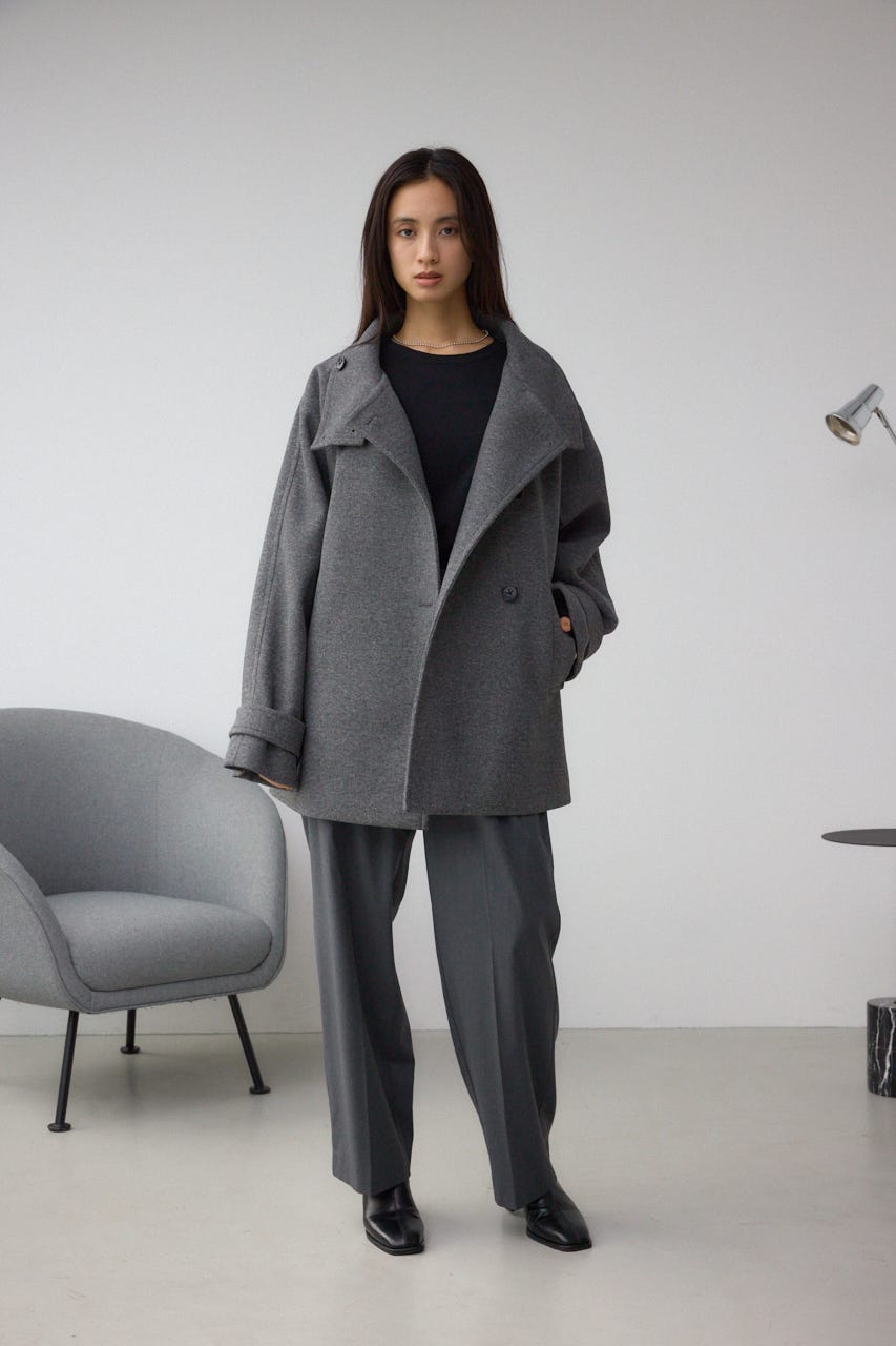 B-HEATスタンドカラーミドルコート T.GRY M