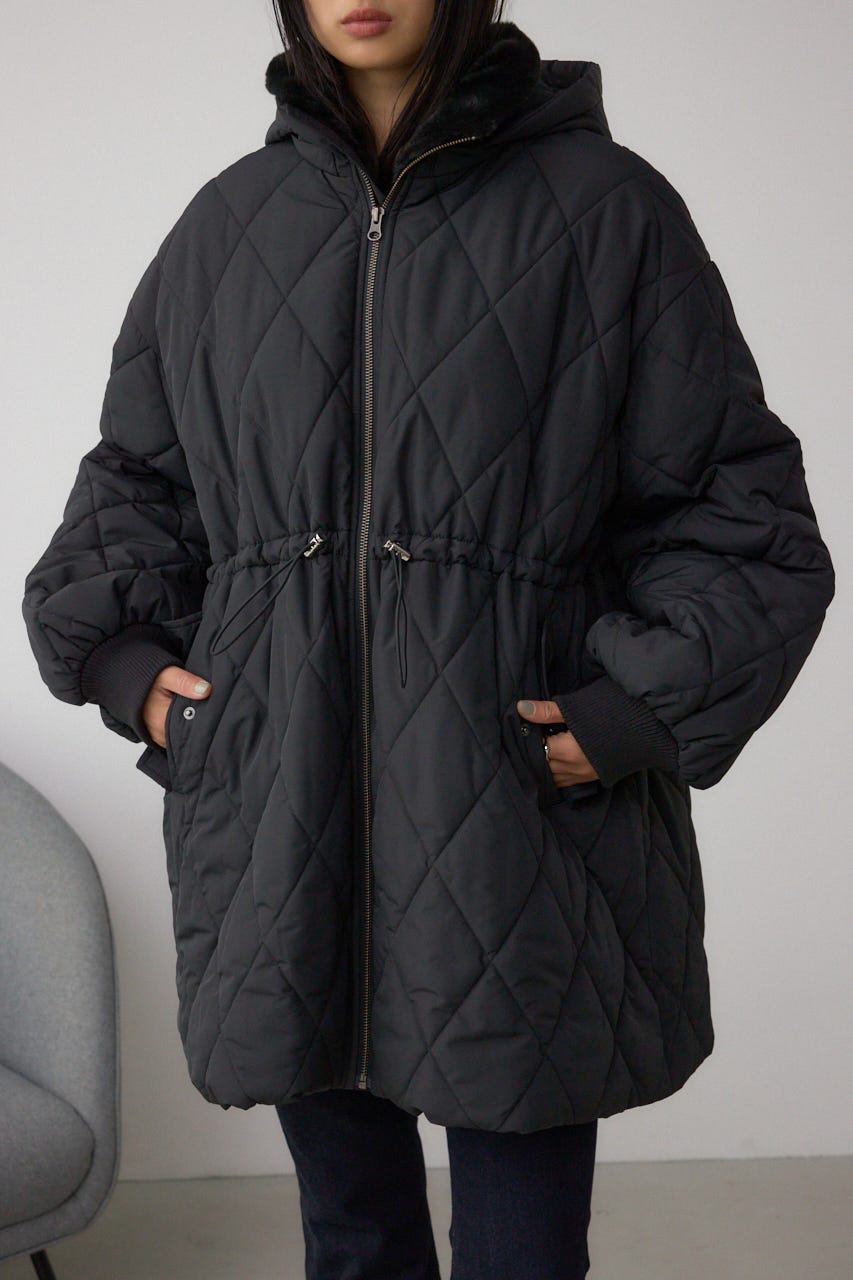 キルティング中綿ミドルコート BLK S