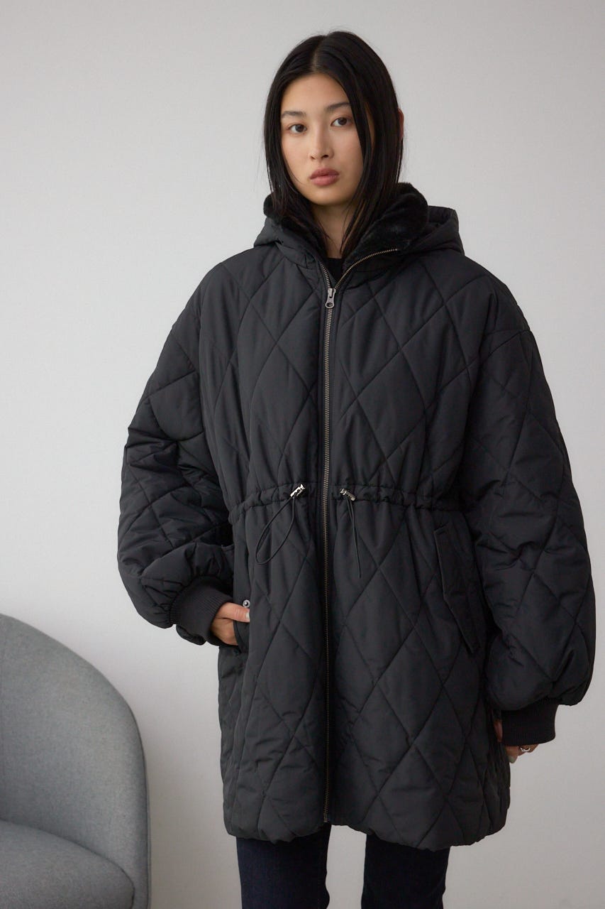 キルティング中綿ミドルコート BLK S