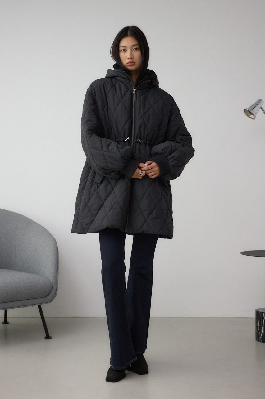 キルティング中綿ミドルコート BLK S