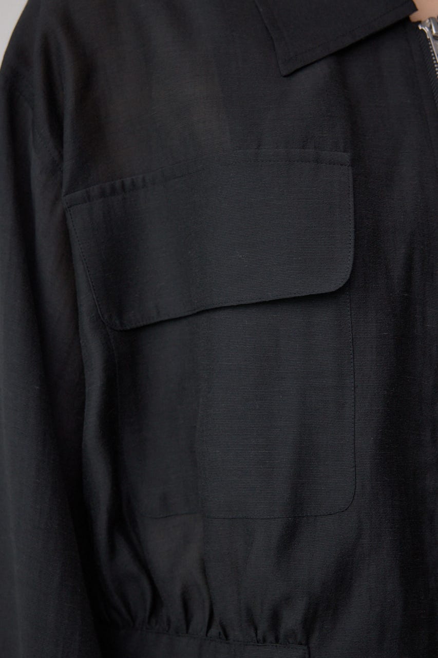 袖ギャザーショートブルゾン BLK FREE