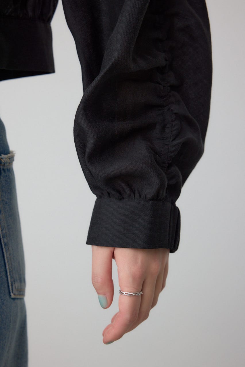 袖ギャザーショートブルゾン BLK FREE