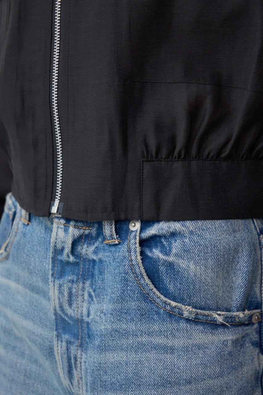 袖ギャザーショートブルゾン BLK FREE