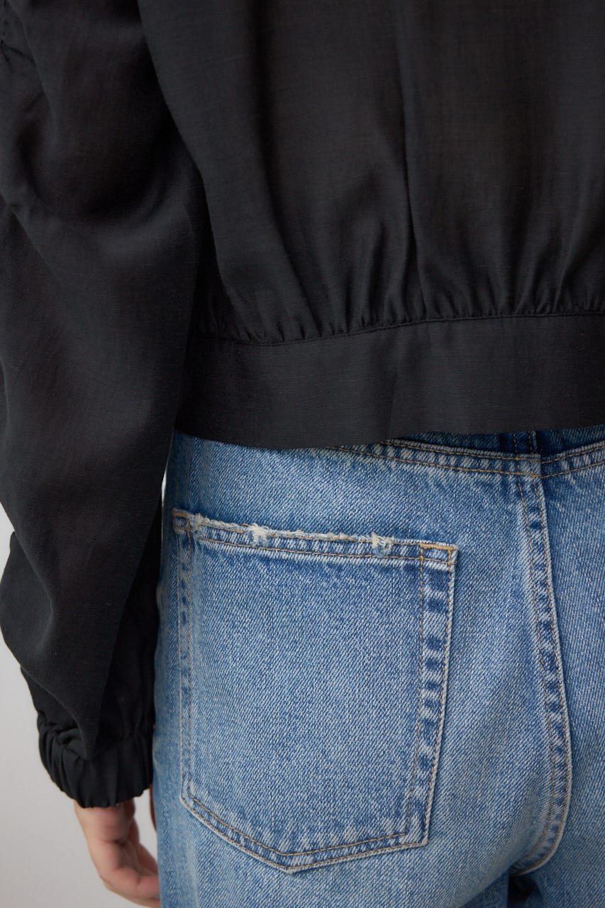 袖ギャザーショートブルゾン BLK FREE