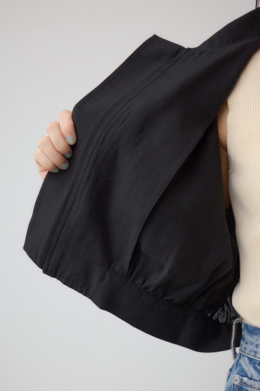 袖ギャザーショートブルゾン BLK FREE