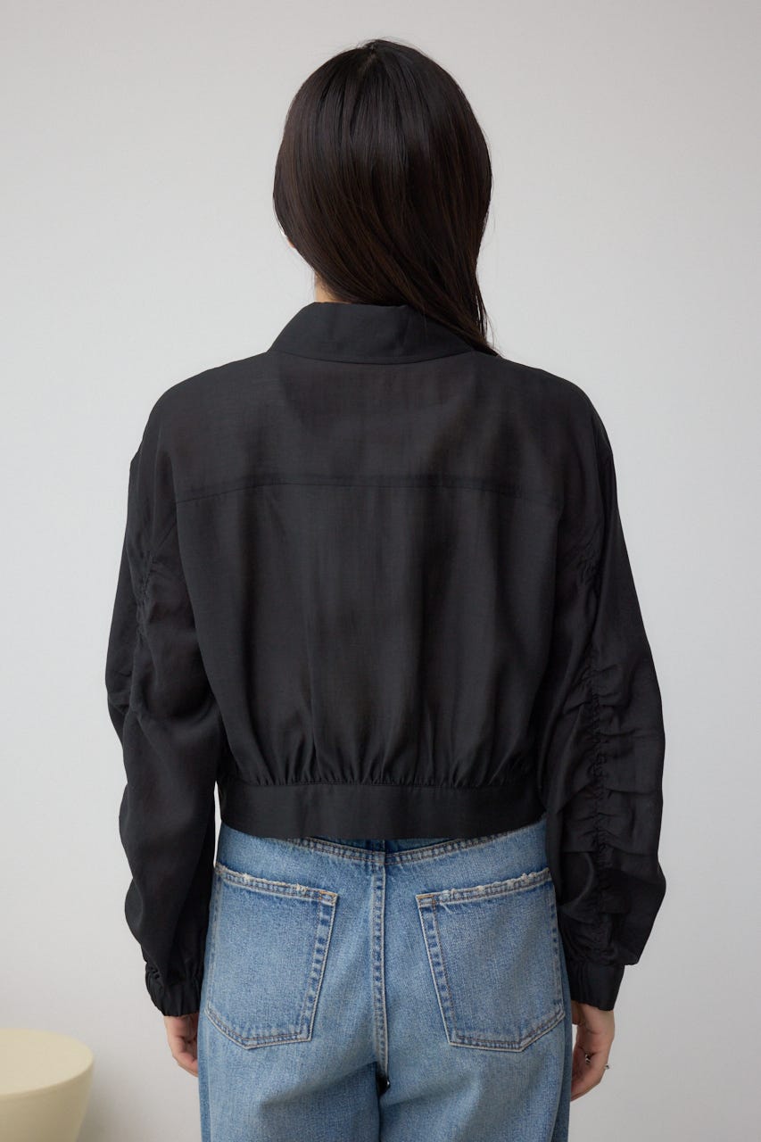 袖ギャザーショートブルゾン BLK FREE