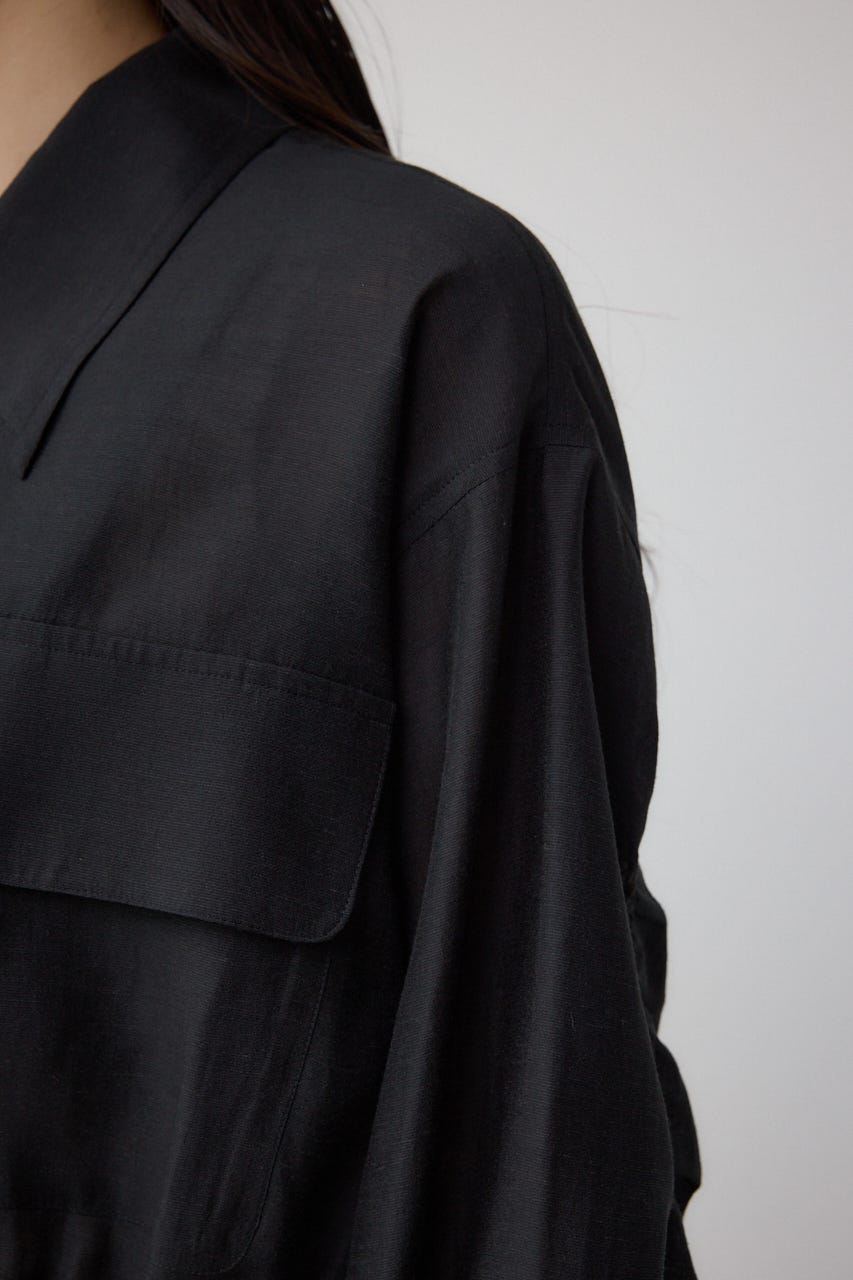 袖ギャザーショートブルゾン BLK FREE