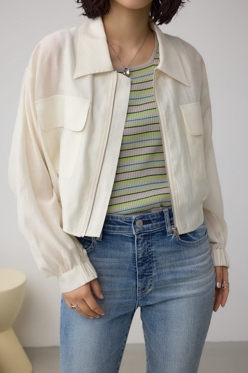 袖ギャザーショートブルゾン IVOY FREE