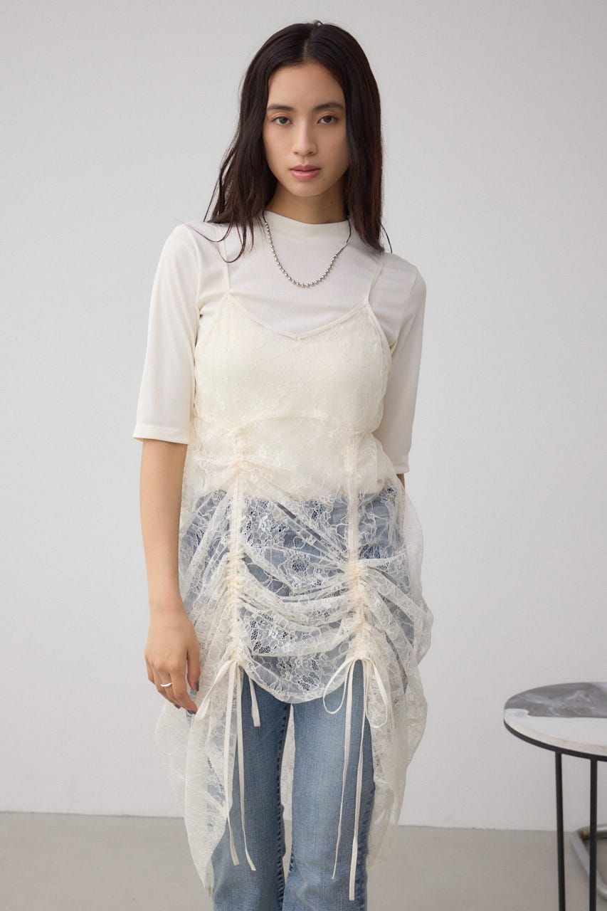 インナーSET ドロストレースキャミソールトップス O/WHT FREE