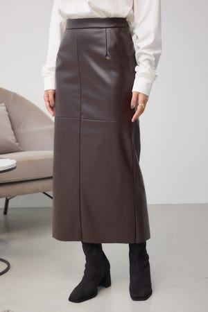 フェイクスエード/フェイクレザータイトスカート