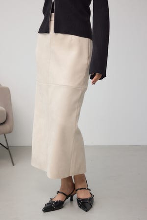 フェイクスエード/フェイクレザータイトスカート