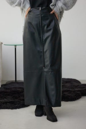 フェイクレザー/スエードジップタイトスカート