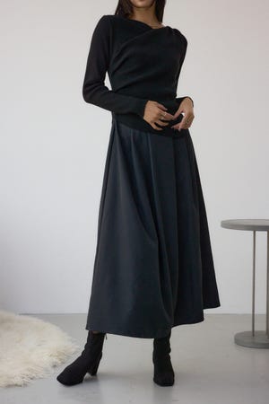 布帛ドッキングドレープニットワンピース