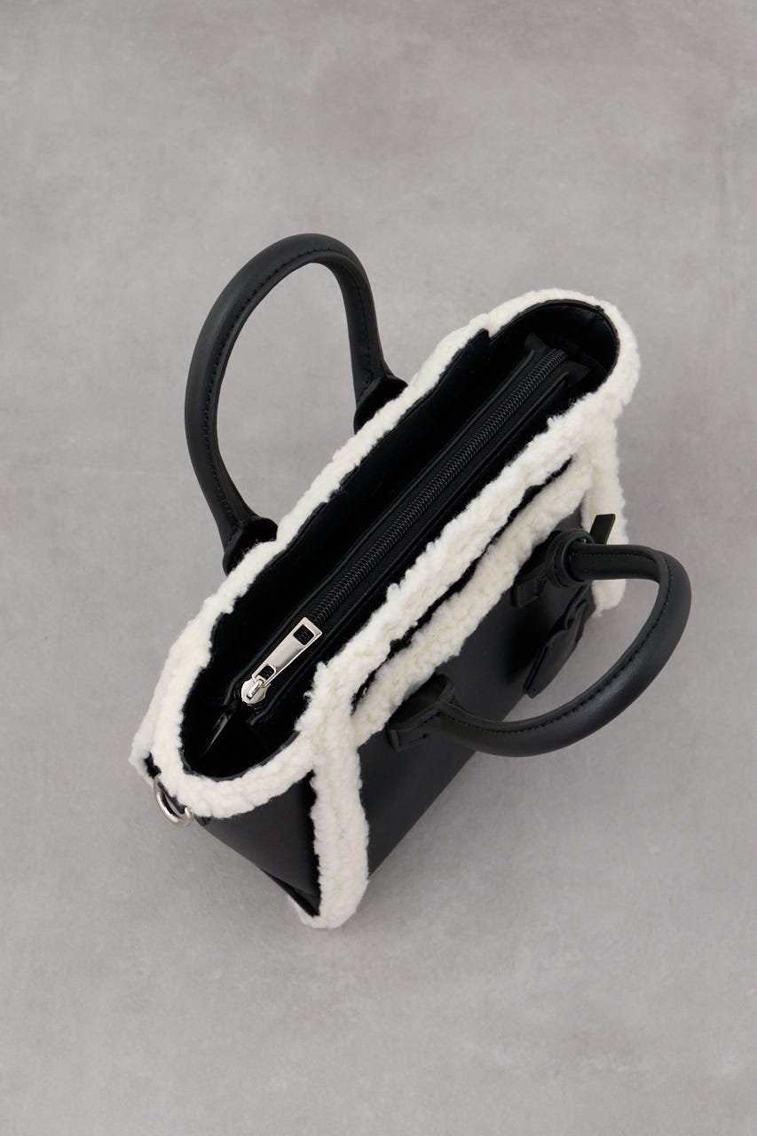 フェイクムートンハンドバッグ BLK FREE
